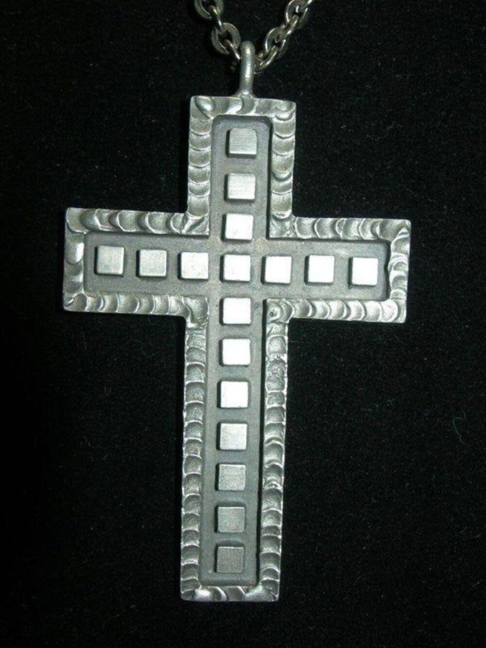 Rare Vintage Signed Jørgen Jensen Denmark #102 Pewter Brutalist Modernist Cross